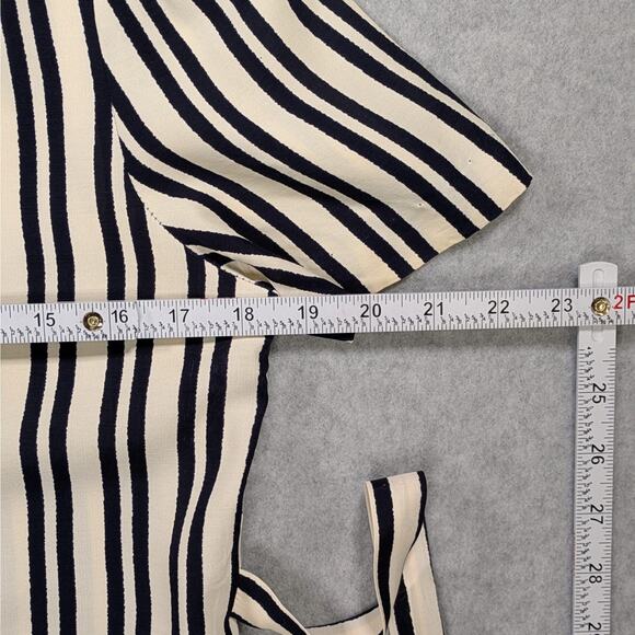 Vintage KC Spencer NY Striped Blouse Sz 6 Short Sleeve Tie Back Side Slit - Picture 5 of 15